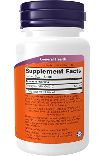 Now Foods, CoQ10 Coenzyme(Koenzim) Grade, Cardiovascular Health 100 mg, 50 Softgels