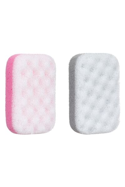 SyaMAG Massage Bath Sponge Set, Pink Gray, 2 Pieces