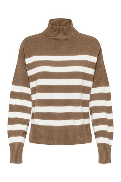 ONLY Onlbaria Ls Highneck Cc Knt Women's Beige Sweater - 15325320