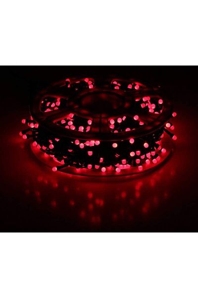 SIKS Linear LED Installation, with 100 LEDs, 8 m long, dark green wire, Red