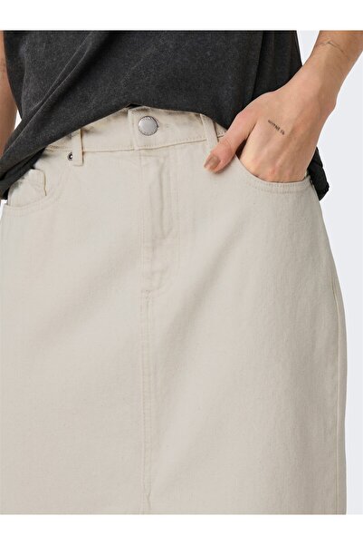 ONLY ONLBIANCA MIDI SKIRT DNM REA NOOS Kadın Bej Etek - 15319268