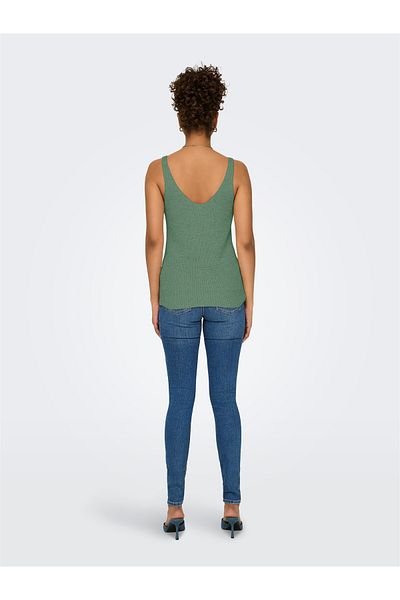 ONLY Onlsunny Sl Rib V-Neck Knt Women's Hedge Green White Sweater - 15321455