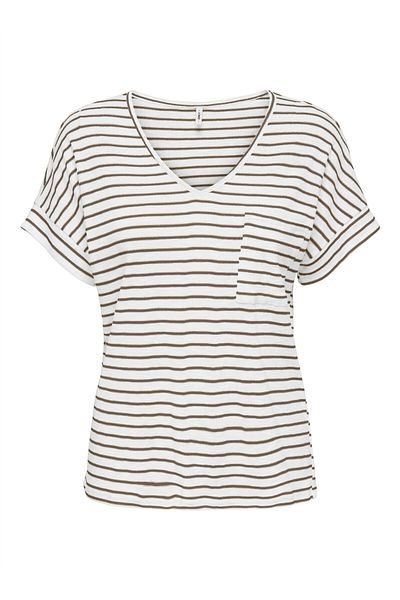 ONLY ONLIBEN S/S MOSTER V-NECK GLITTER TOPJRS Γυναικεία Λευκή Μπλούζα - 15346597