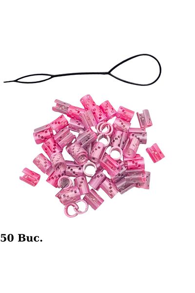 ZLBoutique Set of 50 Pink Hair Rings Applicator, 1cm X 0.6cm, Hair Accessories, Hair Decorations, Hair Earring
