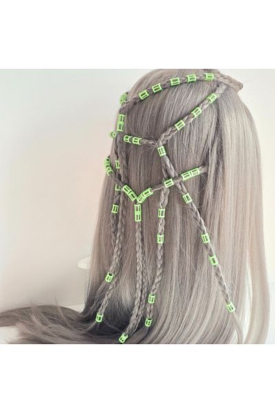 ZLBoutique Set of 50 Green Hair Rings with Applicator, 1 Cm X0.6 Cm, Hair Accessories, Hair Decorations, Braids