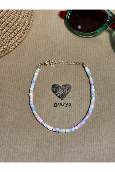 Darya DD320 خلخال مصنوع يدويًا من الخرز المكعب الملون