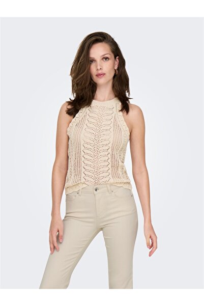 ONLY Onlerin Life Sl Top Knt Women's Beige Sweater - O15341573