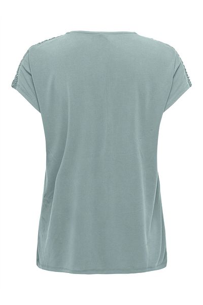 ONLY ONLFREE LIFE CAPSLEEVE LACE TOP JRS Γυναικεία πράσινη μπλούζα - 15343488