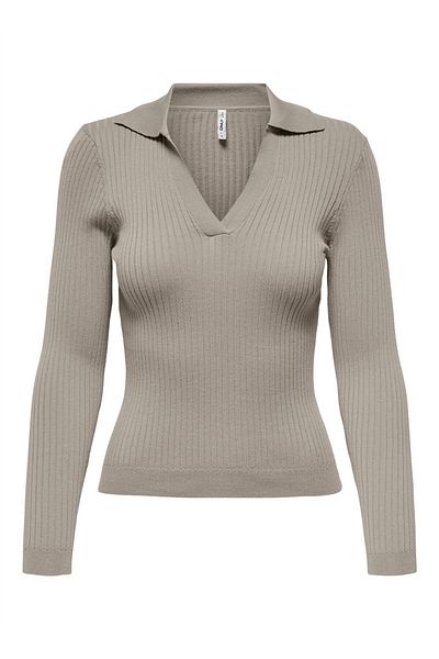 ONLY Onlnima Life Ls Polo Pullover Cc Knt Women's Gray Sweater - 15344231