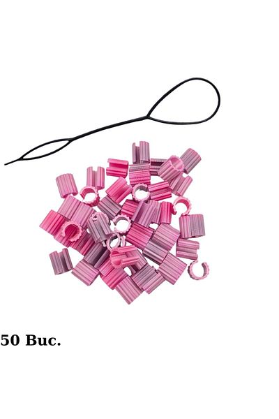 ZLBoutique Set of 50 Pink Hair Rings Applicator, 1cm X 0.6cm, Hair Accessories, Hair Decorations, Hair Earring