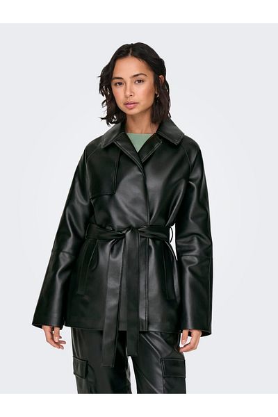 ONLY Onlsofia Faux Leath Short Trench Cc Otw Women's Black Coat - 15322148