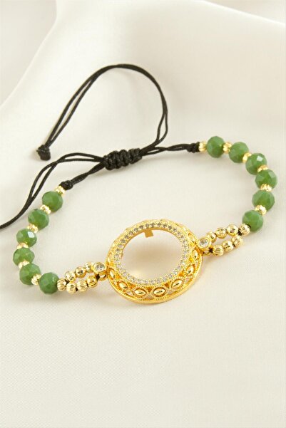 Angel Of Life Çyrek Gold Plated Crystal Stone Bracelet