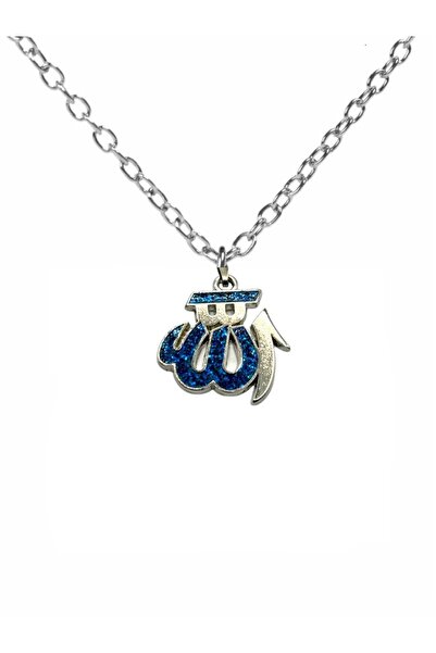 Herşey Nota Blue Stone Necklace with Allah Written – Zamak Plated Metal – 60 ...