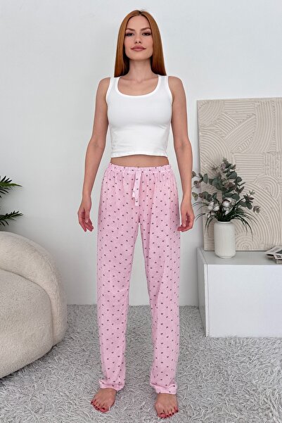 Oyga Γυναικείο μονόχρωμο αναπνεύσιμο ύφασμα με εμπριμέ χωρίς τσέπες Άνετο παντελόνι πιτζάμες για το σπίτι