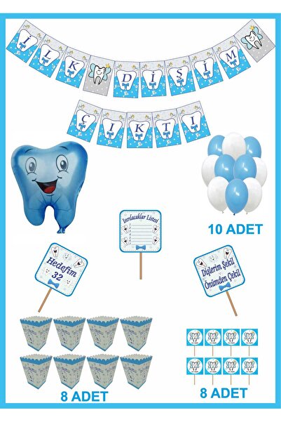 motto party İlk Dişim Diş Buğdayı Flama Pankart Mısır Kutusu Sunum Kürdanı ve...