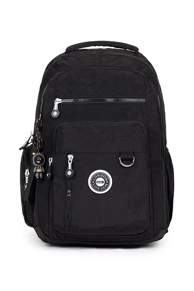 Necati Çanta Αδιάβροχο Crinkle Fabric School & Casual Backpack – Ελαφρύ και πολλαπλών διαμερισμάτων Μαύρο