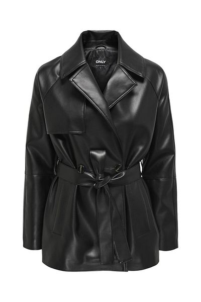 ONLY Onlsofia Faux Leath Short Trench Cc Otw Women's Black Coat - 15322148