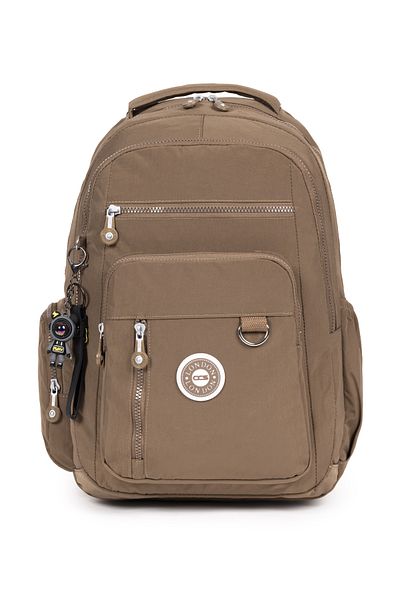 Necati Çanta Αδιάβροχο Crinkle Fabric School & Casual Backpack – Ελαφρύ και πολλαπλών διαμερισμάτων σχεδίασης καφέ