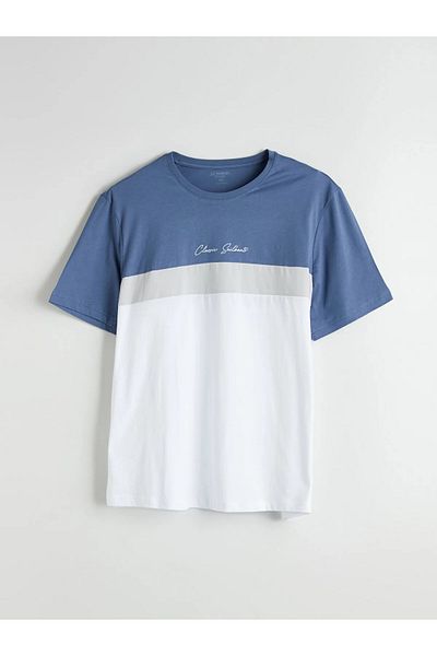 LC Waikiki Crew Neck Color Blocked Combed Cotton Men's T-Shirt