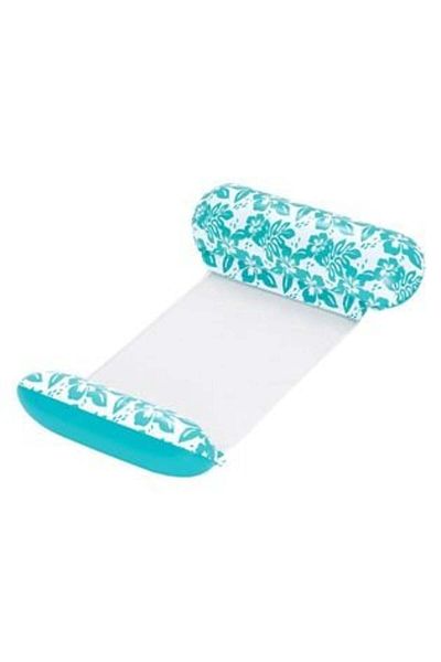 BESTWAY Inflatable Mattress With White Edges and Turquoise Floral Pattern & White Mesh 140 x 87 cm - Bestway