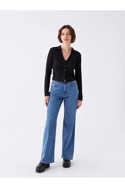 LC Waikiki High Waist Wideleg Women's Jean Trousers
