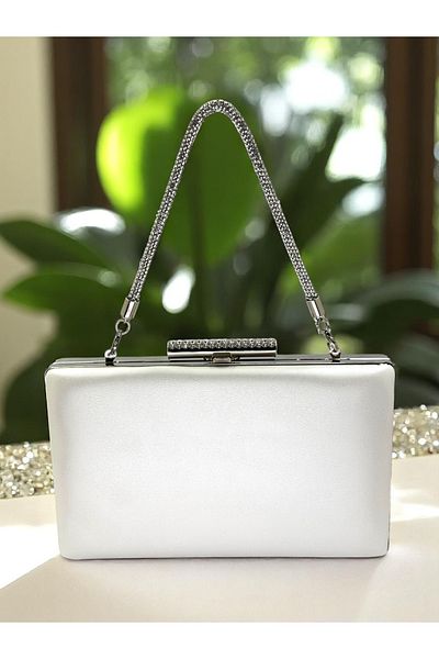Wedding Fashion Bridal Bag Ecru Color Matte Skin Leather Women's Evening Dress Bag Wedding Engagement Graduation