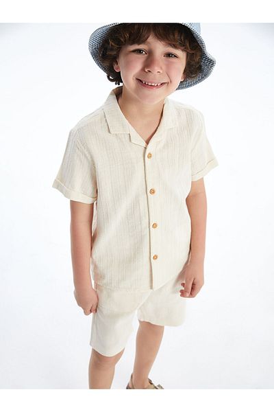 LC Waikiki Lcw kids beige linen blend boy's shirt and shorts