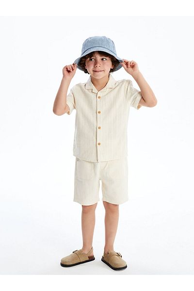 LC Waikiki Lcw kids beige linen blend boy's shirt and shorts