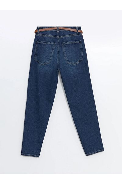 LC Waikiki Belted Waist Mom Fit Women's Jean Trousers