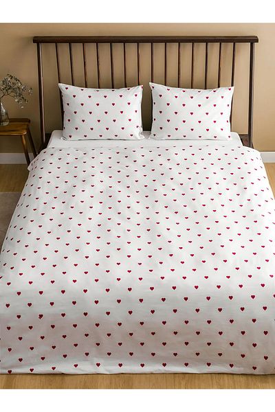 LC Waikiki Heart Patterned Double Duvet Cover Set