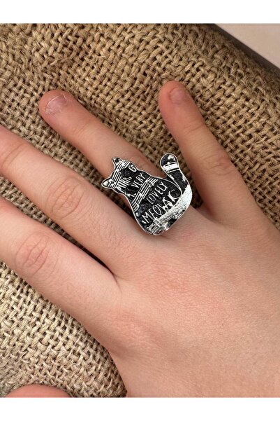 Herşey Nota خاتم نسائي بنمط البيانو مع شكل قطة معدنية |   مجوهرات مطلية بالزا...