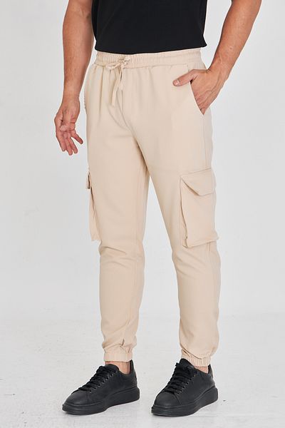 masso moda Double Fabric Cargo Pocket Elastic Waist Trousers