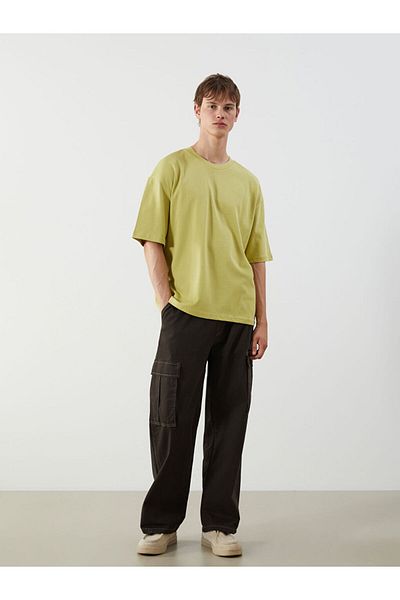 LC Waikiki Xside Green Crew Neck Combed Cotton Men's T-Shirt