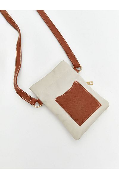 LC Waikiki Ecru Women's Phone Bag with Adjustable Strap