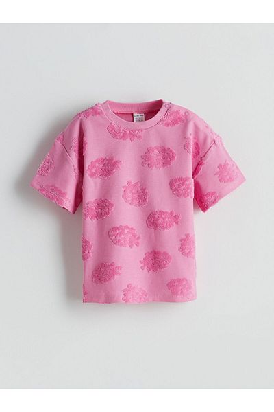 LC Waikiki Pink Embossed Printed Baby Girl Blouse and Shorts 2-Piece