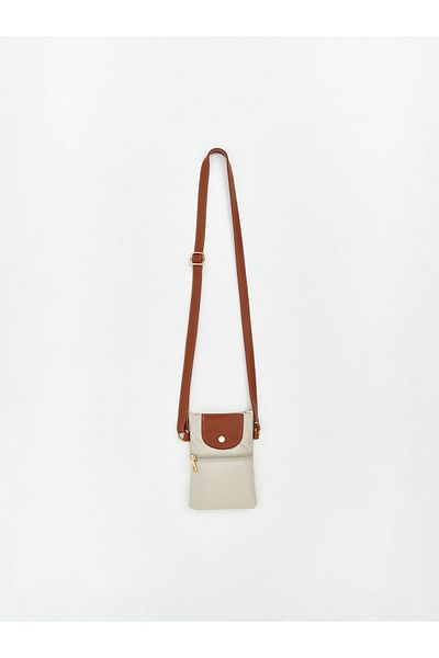 LC Waikiki Ecru Women's Phone Bag with Adjustable Strap