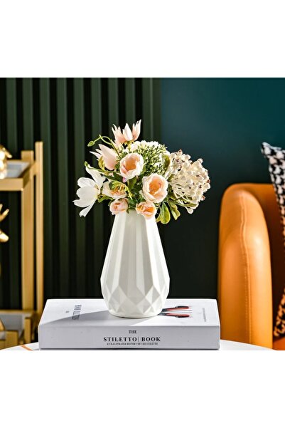 ZEALL DESIGNS Dekoratif İskandinav Tarzı Bohem Geometrik Elmas Desen Vazo Bey...