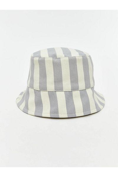 LC Waikiki Lcw Baby Gray Striped Baby Boy Bucket Hat