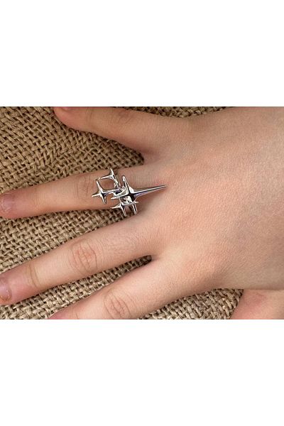 Herşey Nota Double North Star Figured Women's & Men's Ring Set |   Adjustable Zamak Jewelry