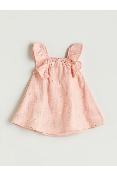 LC Waikiki Pink Square Neck Floral Baby Girl Dress