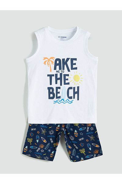 LC Waikiki New Season Printed Boys' Shorts Pajama Set - S5Hm61Z1