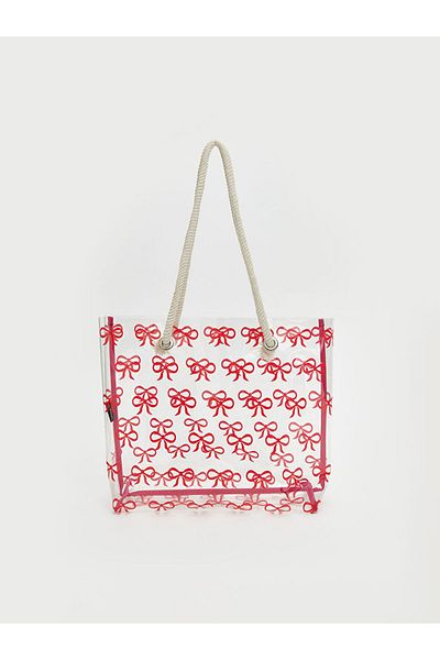 LC Waikiki Lcw Accessories Colorless Bow Patterned Women's Beach Bag