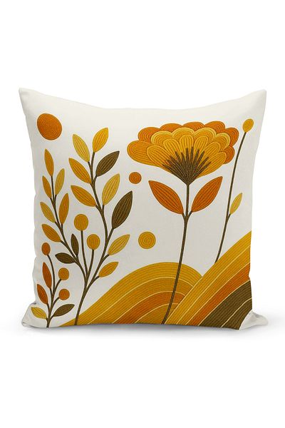 Bertille Home Husă de pernă imprimată digitală pe două părți (aspect de model de broderie Punch/Punch)