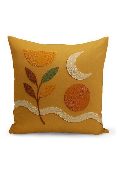 Bertille Home Husă de pernă imprimată digitală pe două părți (aspect de model de broderie Punch/Punch)
