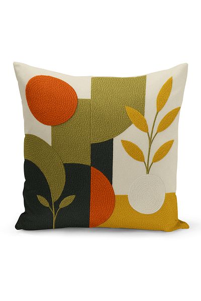 Bertille Home Husă de pernă imprimată digitală pe două părți (aspect de model de broderie Punch/Punch)
