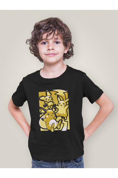 SEVBANO تي شيرت بوكيمون بيكاتشو مطبوع للأطفال للجنسين (1-12 سنة)