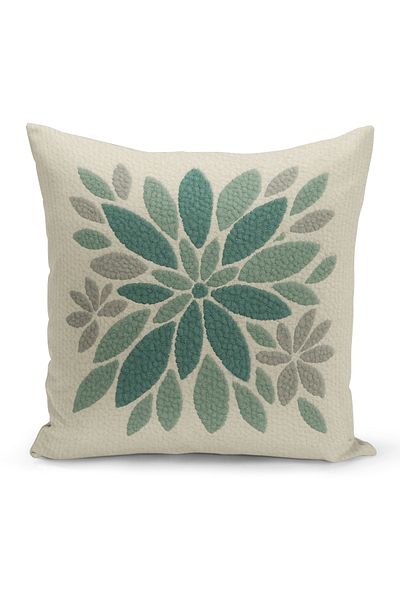 Bertille Home Double Side Digital Printed Throw Pillow Case (Punch/Punch Embroidery Pattern Look)