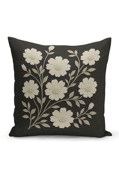 Bertille Home Husă de pernă imprimată digitală pe două părți (aspect de model de broderie Punch/Punch)