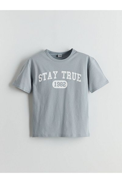 LC Waikiki Lcw Kids Gray Crew Neck Boy's T-Shirt S5H103Z4Nvy25