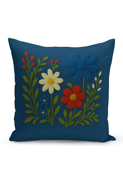 Bertille Home Husă de pernă imprimată digitală pe două părți (aspect de model de broderie Punch/Punch)